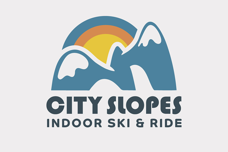 logo design with sun and mountain based on famous Grand Rapid's sculpture