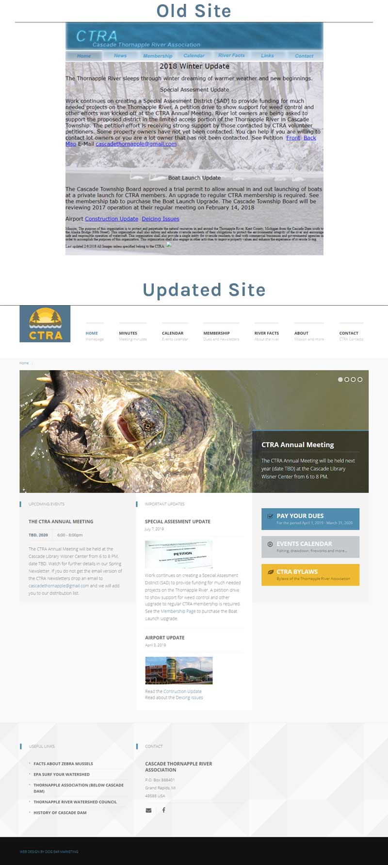 CTRA web design before and after